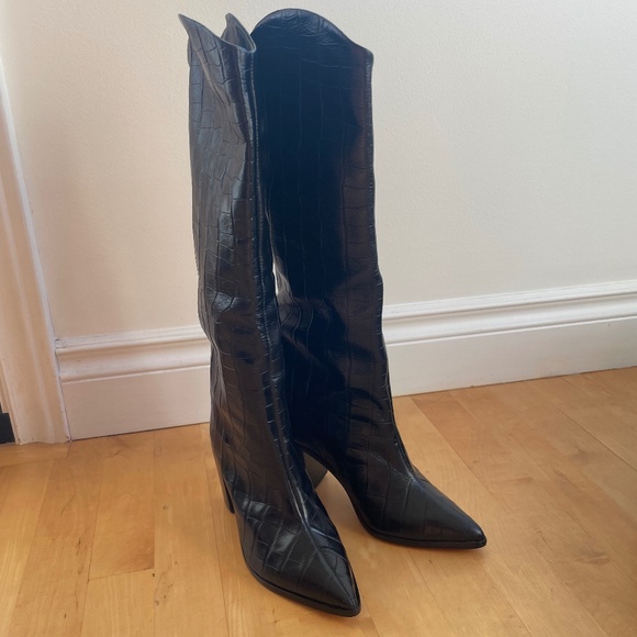 Schutz Analeah Croc-embossed Leather Boots - Picture 5 of 6